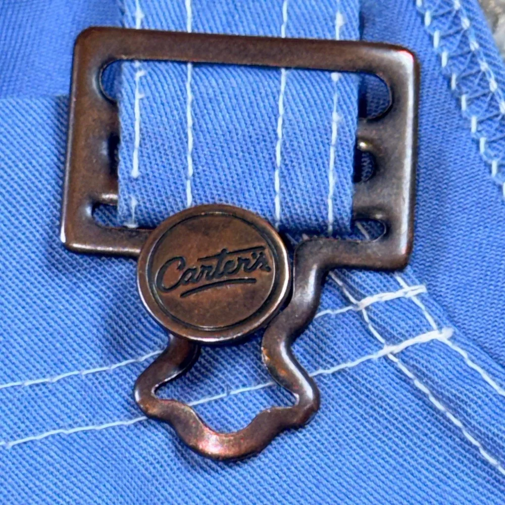 Vintage Carters 2T Blue Overalls Made in USA Bibs‎ Contrast Stitch T281